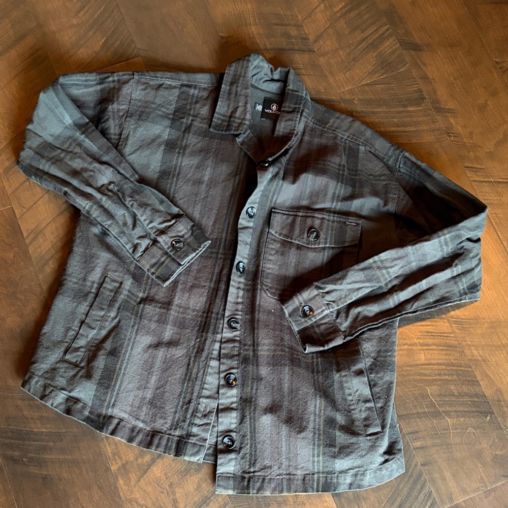 Volcom Charcoal Plaid Shirt Jacket